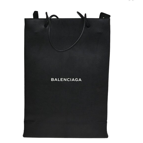 BALENCIAGA North South Shopping Shoulder Bag Leather Black SHW Italy - Picture 1 of 14